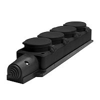 Колодка удлинителя 4-м Компакт 1ф с загл IP44 16А каучук черн. UNIVersal 602231  Изображение Колодка удлинителя 4-м Компакт 1ф с загл IP44 16А каучук черн. UNIVersal 602231