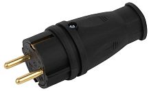 Вилка VX10-B-IP44 16А IP44 прямая с заземл. каучук черн. ЭРА Б0055414  Изображение Вилка VX10-B-IP44 16А IP44 прямая с заземл. каучук черн. ЭРА Б0055414