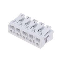 Клемма пружинная соединительная КСП 5-полюсная с монтажными ножками (уп.50шт) Rexant 07-6217-1  Изображение Клемма пружинная соединительная КСП 5-полюсная с монтажными ножками (уп.50шт) Rexant 07-6217-1